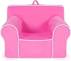 Costzon Kids Couch, Toddler Soft Sofa Chair w/Removable & Washable Velvet Surface for Preschool, Play Room, Nursery, Kindergarten, Toddler Sofa Couch for 0-5 Year Old Boys Girls Birthday Gift (Pink)