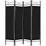 Costway 4 Panel Room Divider Privacy Screen Home Office Fabric Metal Frame