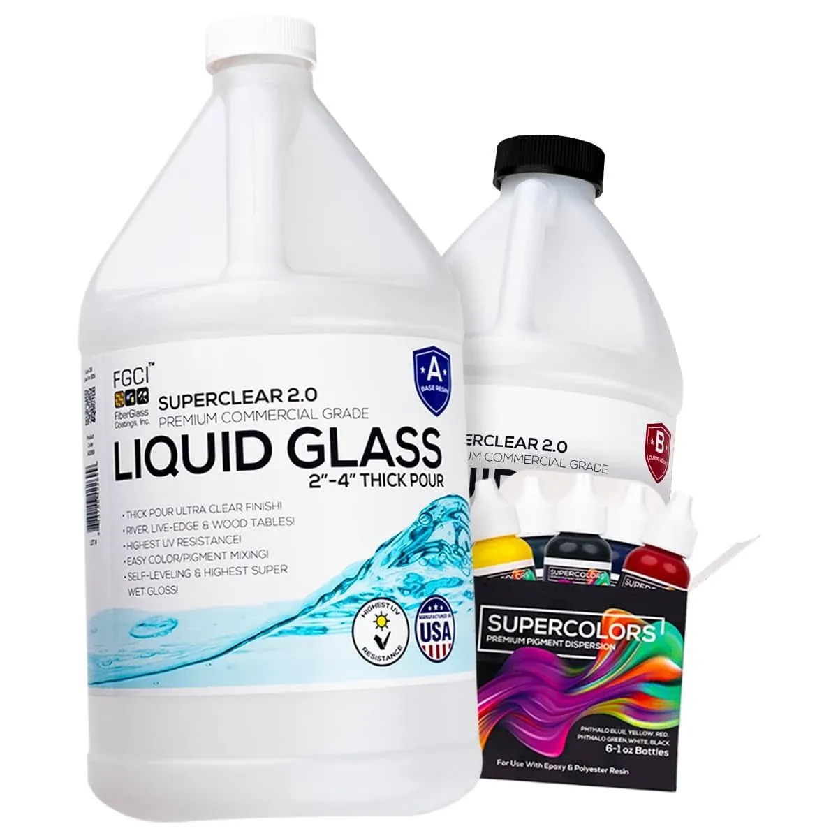 Deep Pour Epoxy Resin Liquid Glass 1.5 Gallon Kit, 2-4 inch Super Clear Flow Casting Resin Kit, High Temp Heat UV Resistant Epoxy, Bubble Free Food