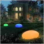 Blibly Solar Lights | for Garden Cobblestone Shaped Lamp Glowing Outdoor Decoration | White & RGB Lights | Waterproof Landscape Night Lights for Lawn/Patio/Pathway