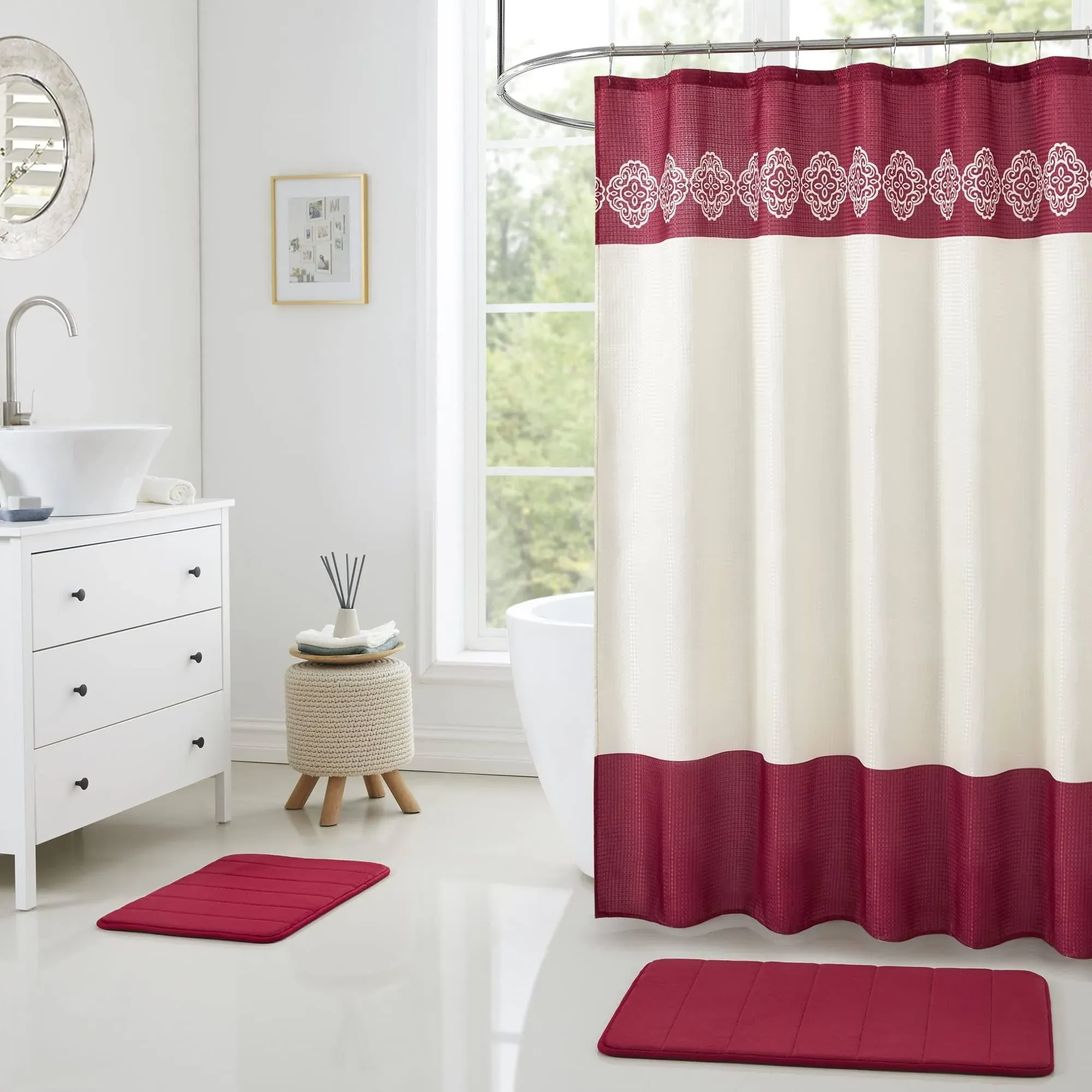 WPM 15 Piece Bathroom Shower Curtain Set