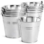 12 Pack Small Tin Pails with Handles, Galvanized Metal Buckets for Decor, 4.7 In