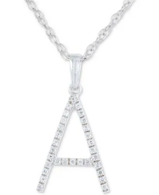 10K White Gold Diamond Initial Pendant Necklace