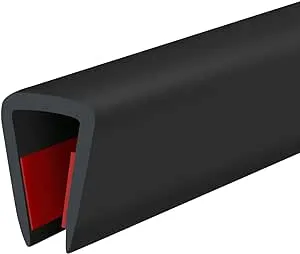 Rubber Edge Trim, Self-Adhesive Rubber Edge Trim, Edge Protector for Sheet Metal, EPDM Material, Fit 5/16"(8mm), Black Color, U Channel Edge Trim, Total Length 20Ft