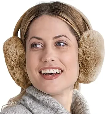 Brook + Bay Foldable & Furry Ear Muffs For Women & Men, Fleece Ear Warmers For Women, Ear Muffs For Winter, Women Earmuffs