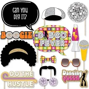 Big Dot of Happiness 70's Disco - 1970s Disco Fever Party Photo Booth Props Kit - 20 Count