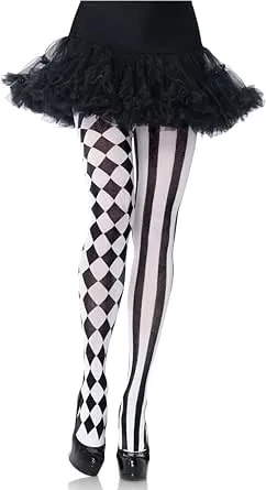 Leg Avenue Harlequin Pantyhose Black & White