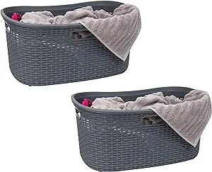 Mind Reader Set of 2 40L Ventilated Laundry Basket Gray