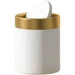 JILLICK Small Trash Can with Lid, Mini Desk Trash Can, 1.5 Liter / 0.4 Gallon Small Metal Garbage Can for Countertop Coffee Bar, White