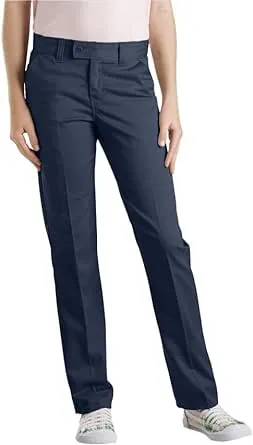 "Dickies Women's Stretch Slim Straight Pant, Dark Navy - KP7719"