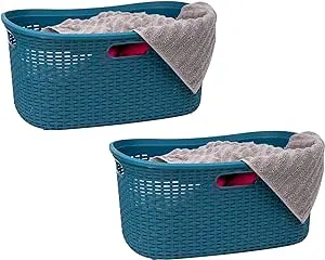 Mind Reader Set of 2 40L Ventilated Laundry Basket Blue