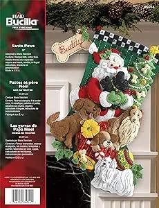 Bucilla 18-Inches Christmas Stocking Felt Appliqu Kit, 86054 Santa Paws