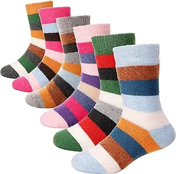 ANTSANG Kids Merino Wool Hiking Socks for Toddlers Boys Girls Warm Thick Thermal Crew Boot Heavy Cozy Gift Socks 6 Pairs