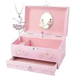 Kids Musical Jewelry Box for Girls with Drawer and Jewelry Set with Ballerina Th