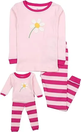 Leveret Kids & Toddler Pajamas Matching Doll & Girls Pajamas 100% Cotton Pjs Set (Toddler-14 Years) *Fits American Girl