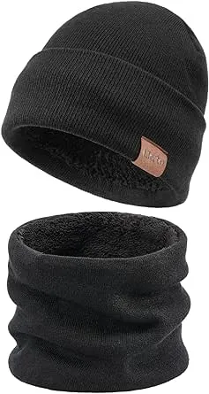 Cierto Winter Beanie for Men & Women | Cold Weather Polar Fleece Lining Knit Hat | Cuffed Stocking Cap Lined with Faux Wool