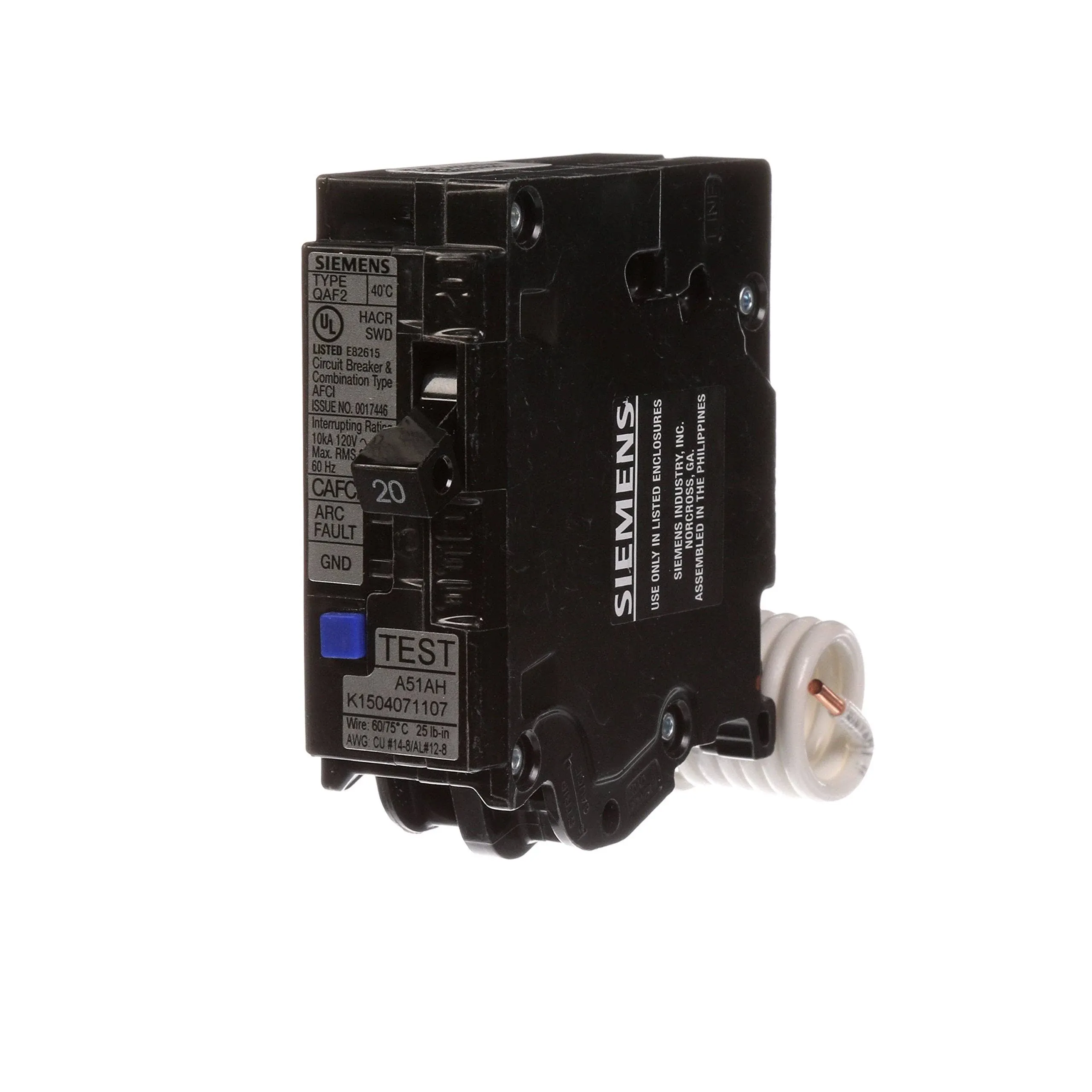 Siemens 20-Amp Single Pole AFCI Breaker