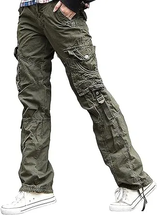 Womens Military Cargo Pocket Combat Trouser Outdoor Army Casual Pants Loose Fit