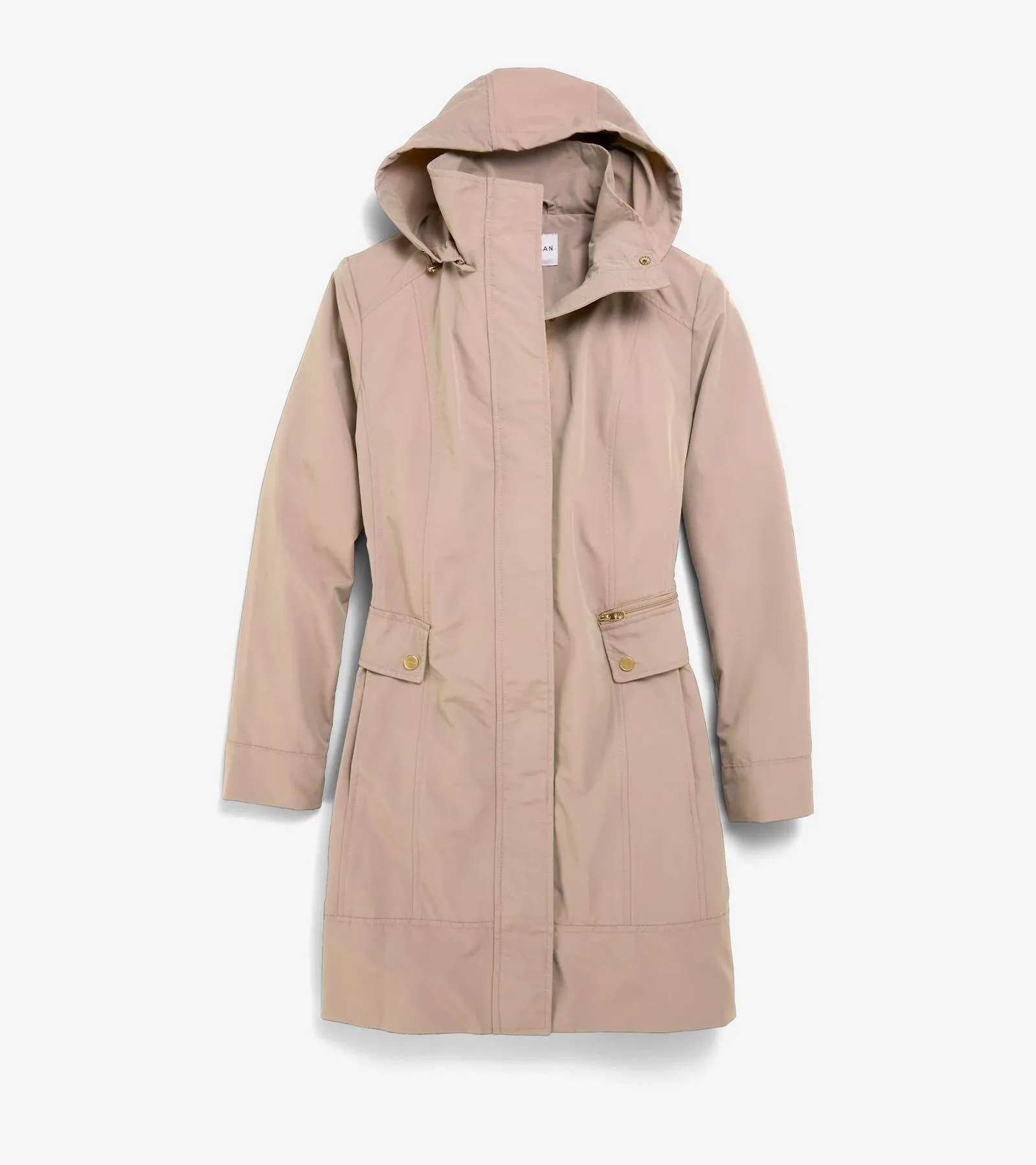 Cole Haan Women's Packable Hooded Rain Jacket with Bow