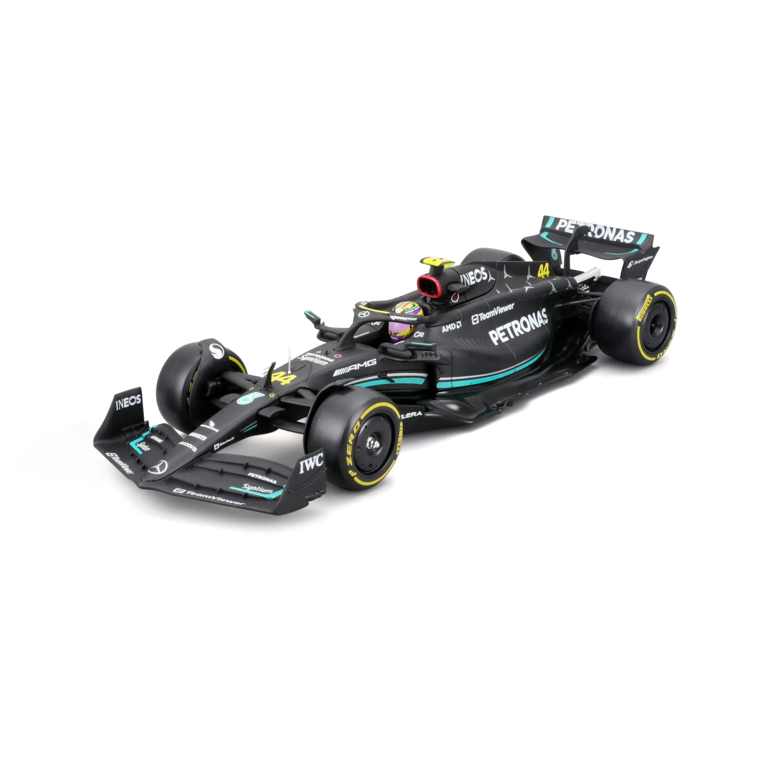 Bburago 1:24 F1 Race Mercedes W14 (2023) w/Driver - Hamilton #44