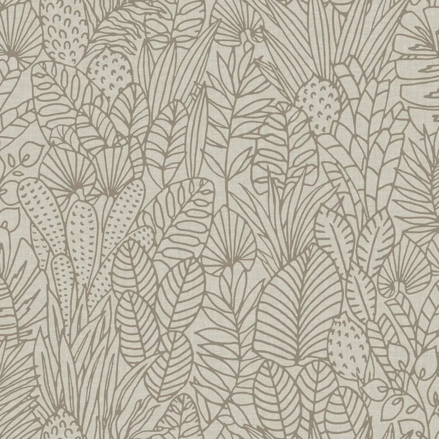 RoomMates Taupe &amp; Brown Tropical Leaves Sketch Peel and Stick Wallpaper