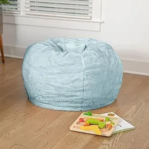 Flash Furniture Small Bean Bag Chair for Kids and Teens, Teal Furry