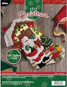 Bucilla Santa Is Here with Lights Felt Stocking Applique Kit