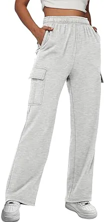 AUTOMET Womens Cargo Sweatpants Baggy Fleece High Waisted Joggers Sweat Pants Athletic Pants