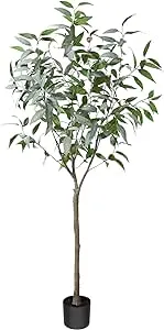 Artificial Eucalyptus Tree 6FT, Tall Fake Eucalyptus Tree Indoor, Large Faux Plants Artificial Silk Trees for Home Decor Outdoor Office Gift Ornaments, Set of 1