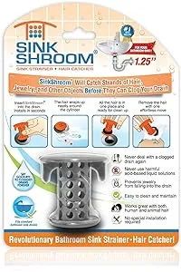 SinkShroom The Revolutionary Sink Drain Protector Hair Catcher/Strainer/Snare - Gray