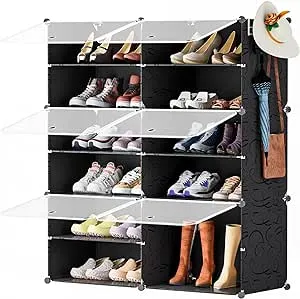 Neprock Shoe Rack, 6 Tier Shoe Organizer for Closet, Stackable 24 Pair Closed Shoe Storage Shoe Shelves Shoe Cabinet for Closet Organizers and Storage