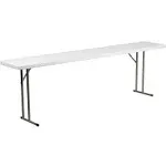 18''W x 96''L Granite White Plastic Folding Training Table - White