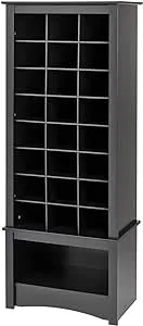 Prepac 24 pair Shoe Storage Rack with bottom shelf, Black