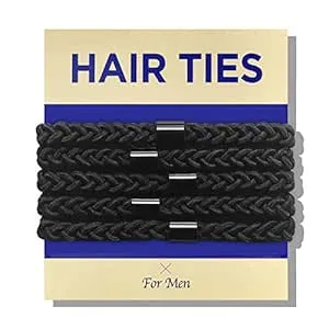 Havhaf Braided Mens Hair Ties for Men 5 pcs(XL Black) - for Buns Curly Thick Dense Hair Elastic Hair Ties for Guys | No Damage Crease Breakage Man B