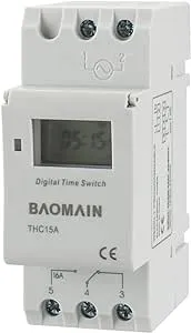 Baomain THC15A Digital LCD Power Weekly Programmable Timer Switch AC 220V