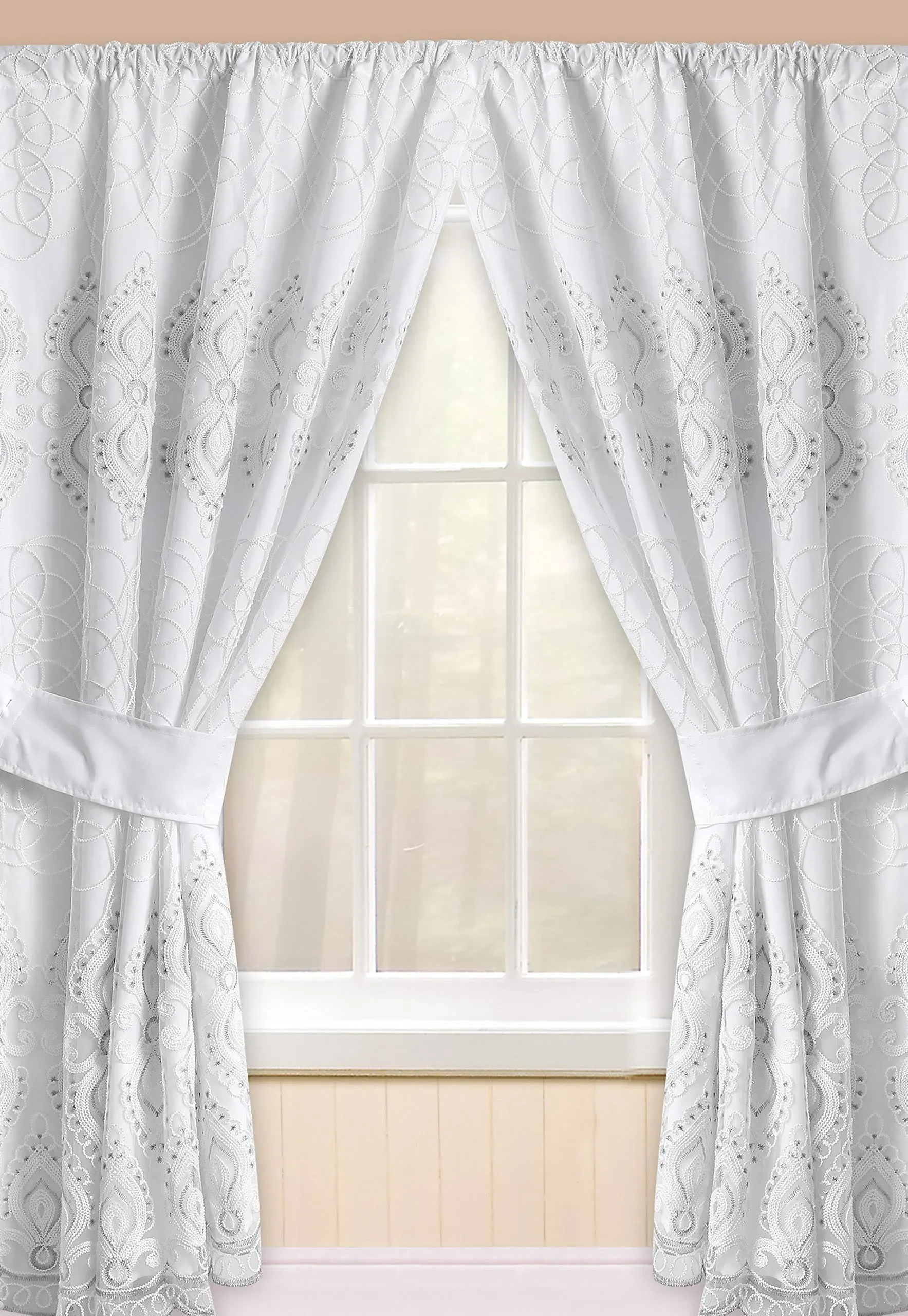 Popular Bath Monaco Window Curtain, White