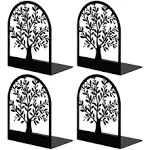 Umikk Book Ends, Bookends for Shelves, Tree Book End to Hold Books, Metal Bookend Stopper, Non-Skid Book Holder, Black Book Supports F