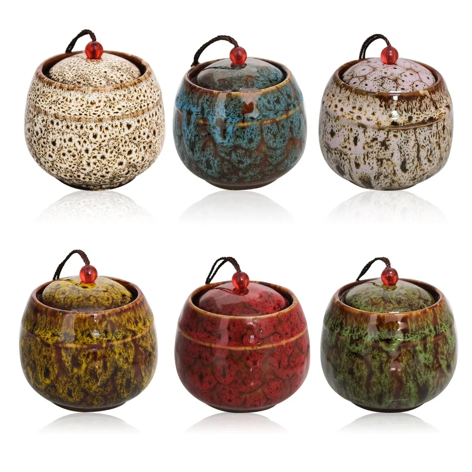 Set of 5 Small Ceramic Urns for Cremation Keepsakes