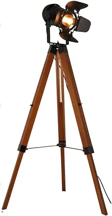 Industrial Tripod Floor Lamp for Living Room Bedroom, Vintage Stand Reading Lamp