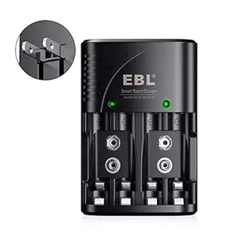 EBL Rechargeable AAA Batteries (8 Packs) with Smart Rapid Battery Charger with AC Wall Plug for AA AAA 9V Ni-MH Ni-CD Rechargeable Batteries