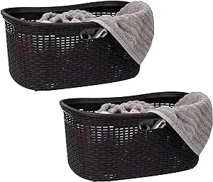 Mind Reader Set of 2 40L Ventilated Laundry Basket Black