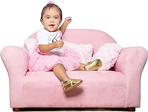 Keet SR011 Plush Childrens Sofa with Accent Pillows, Pink - 32 x 18 x