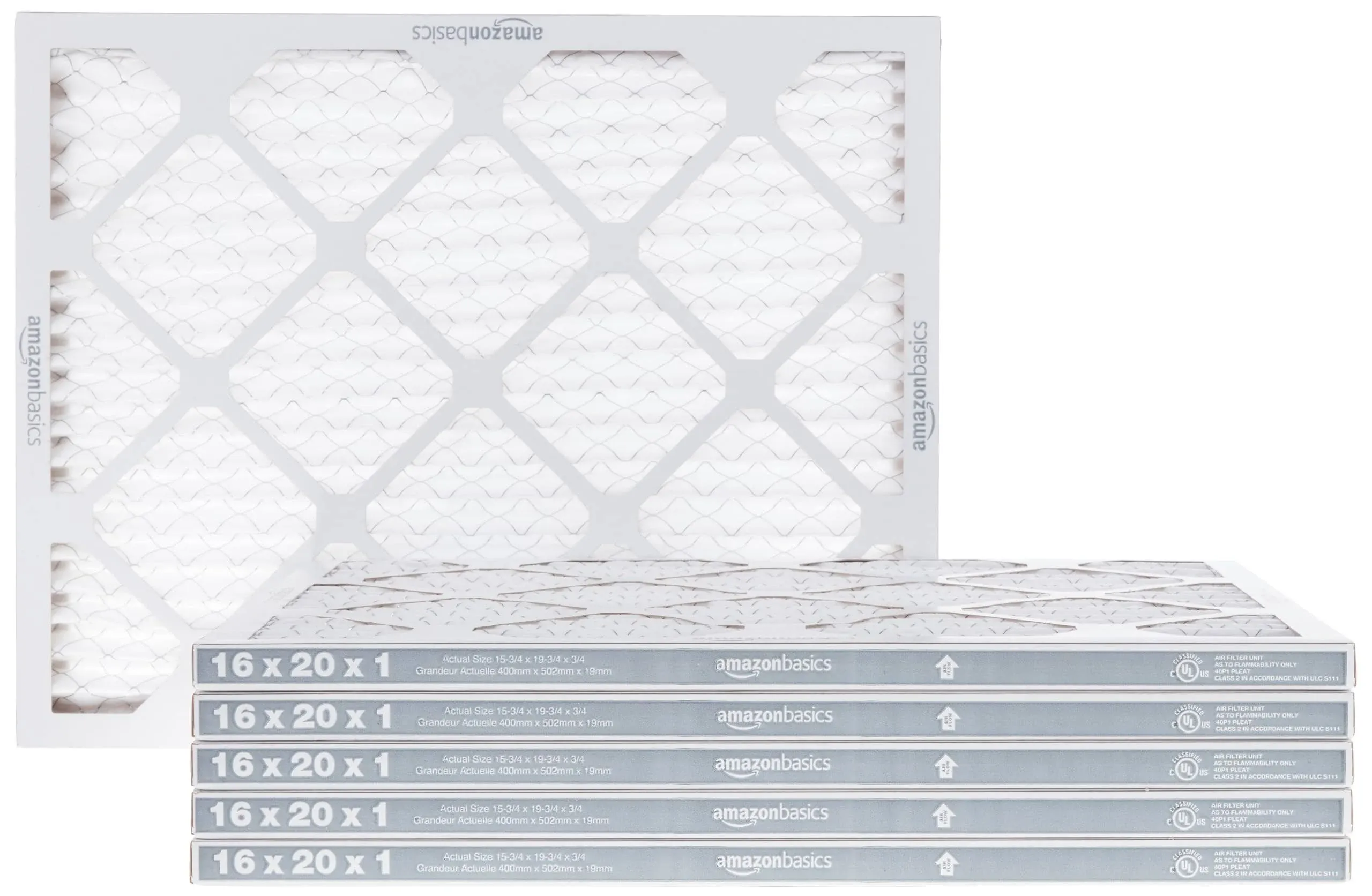 Amazon Basics 16x20x1 Air Filter 6 Pack, MERV 8 AC Furnace Filters