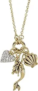 Disney Princess Little Mermaid Ariel Yellow Gold Plated 3D Cubic Zirconia Charm 