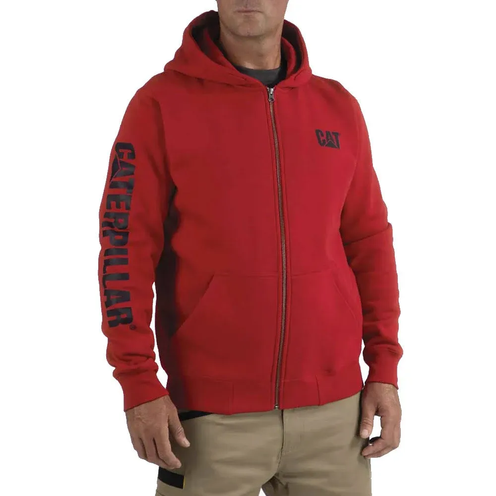 Cat Men's W10840 Full Zip Hooded Sweatshirt - Laser Red Large Regular