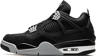 Jordan Mens Air 4 DH7138 006 Black Canvas - Size 10.5, Black/Light Steel Grey-white-f