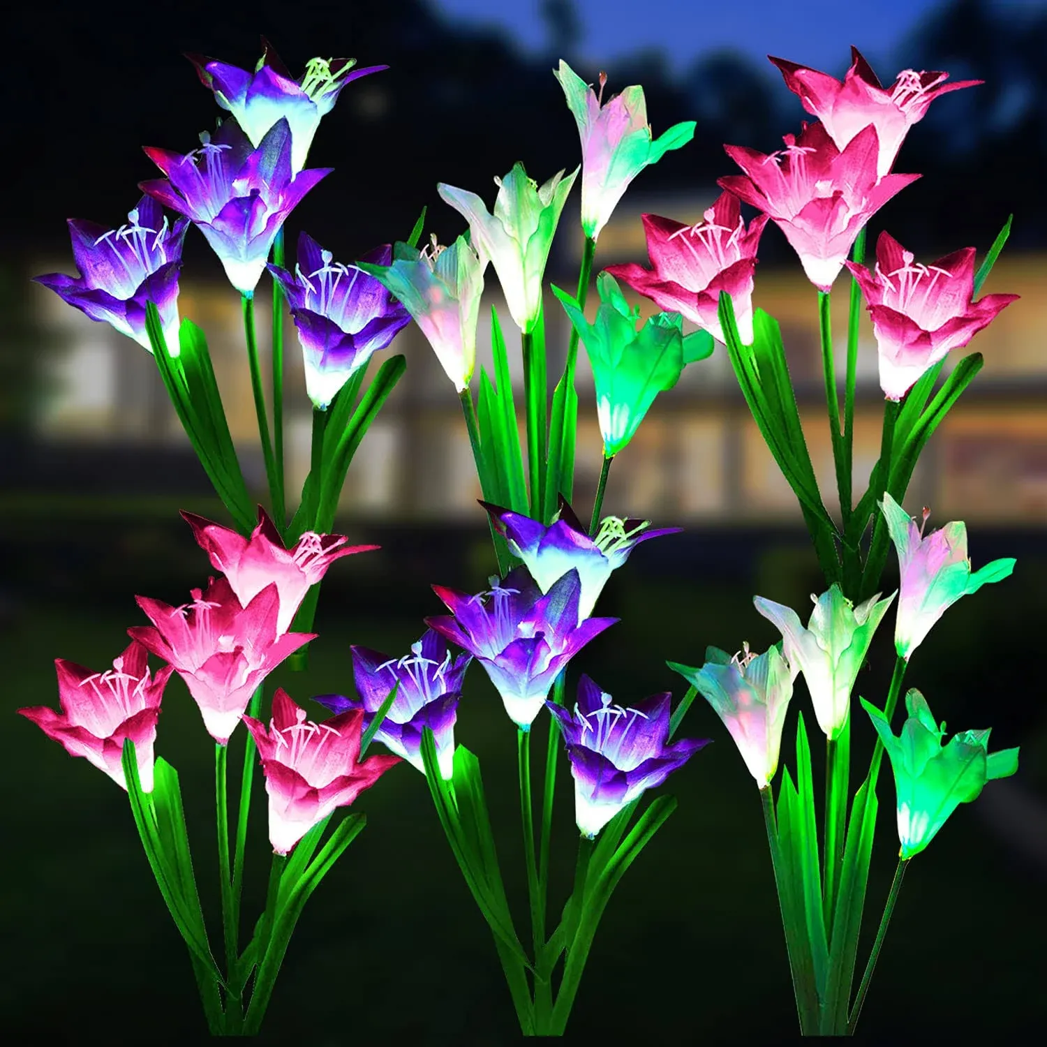 Solar Lights Outdoor Garden Decorative Flowers 6 Pack, Waterproof Solar Garden L