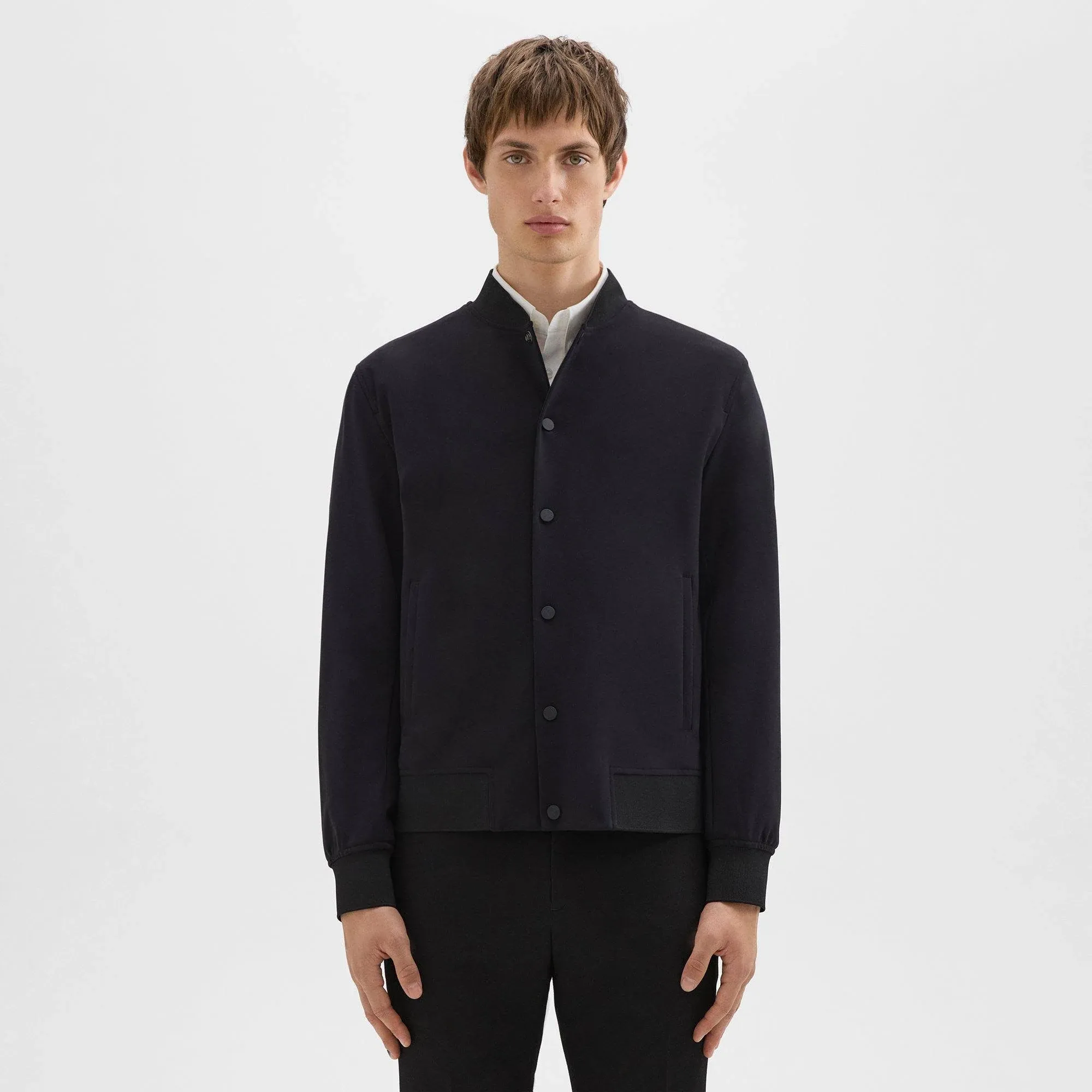 Theory Murphy Precision Ponte Bomber Jacket - Black