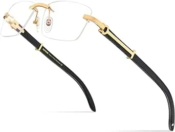 HEPIDEM 100% Really Buffalo Horn Handmade Glasses Frame Square Rimless Luxury Buffs Eyeglasses