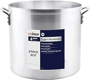 Winco USA Super Aluminum Stock Pot, Heavy Weight, 8 Quart, Aluminum, Metallic